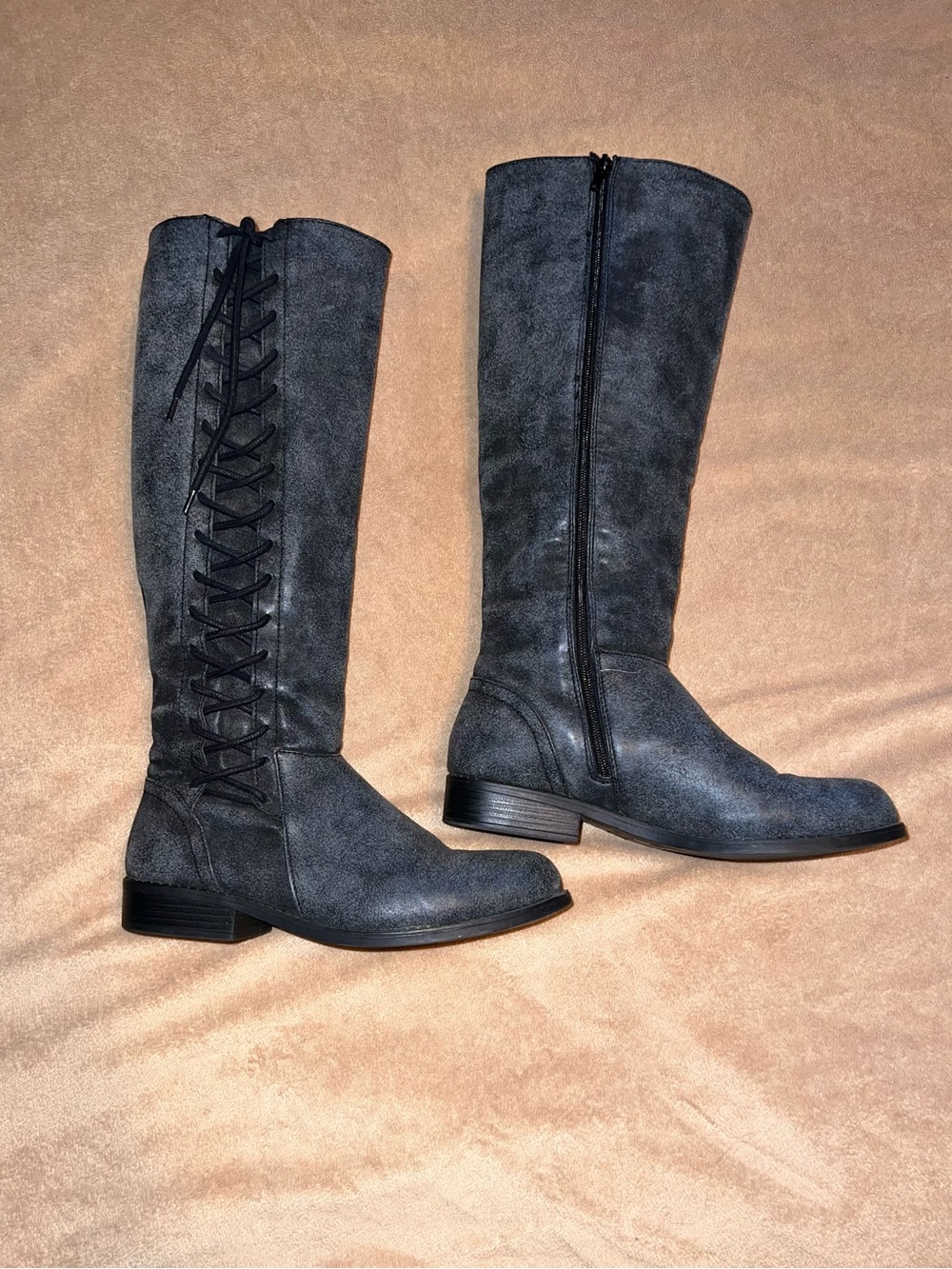Women’s Tall Lace-Up Knee Boots - Gray